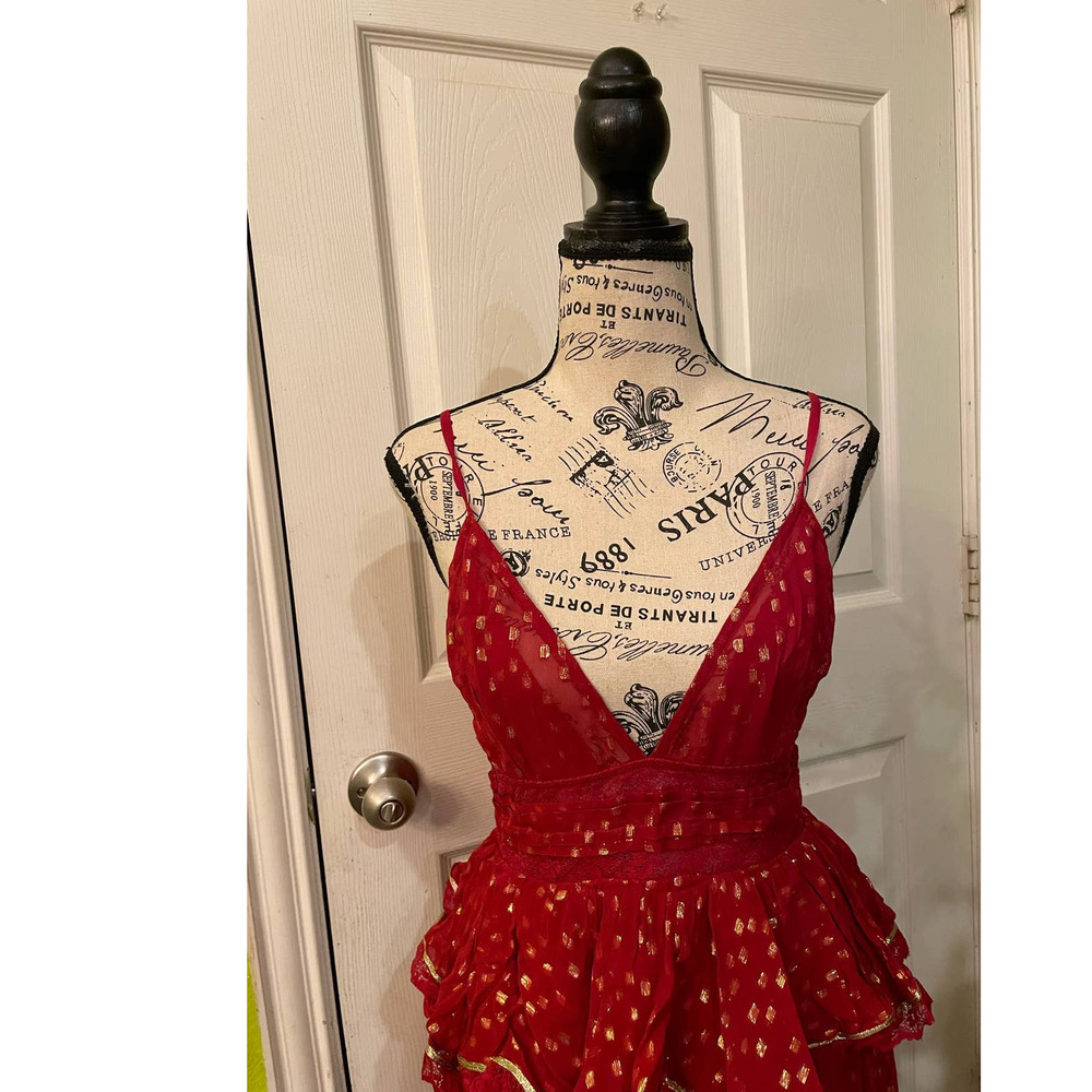 Free People's Rococo Sand Emi Long Dress in Red/Rouge, S - Picture 4 of 6